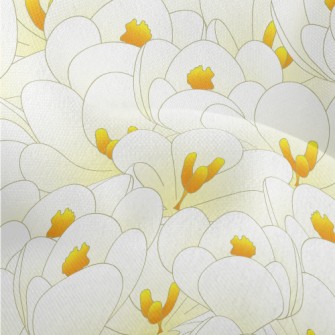 Blooming White Crocuses Lightweight Performance Linen
