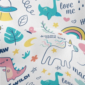 Cute Dinosaur Unicorn Lightweight Performance Linen
