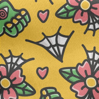 Doodle Flowers And Spider Webs Jersey Backed Fleece