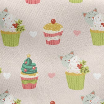 Cute Cat And Christmas Decorat Jersey Backed Fleece