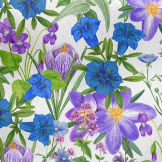 Colorful Wildflowers And Herbs Jersey Backed Fleece