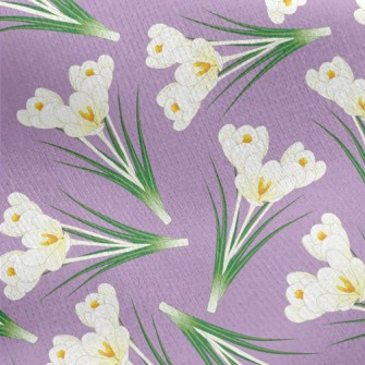 Elegant White Crocus Jersey Backed Fleece