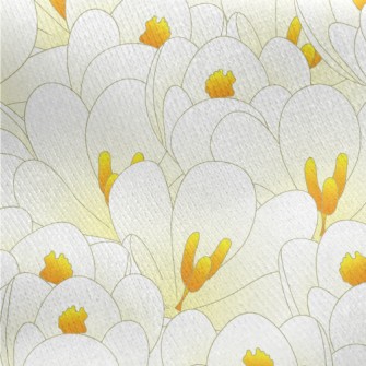 Blooming White Crocuses Jersey Backed Fleece