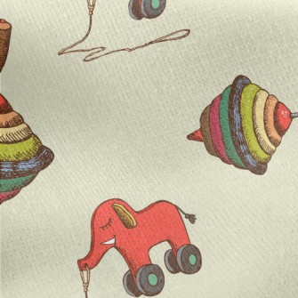 Toy Top And Elephant Jersey Backed Fleece