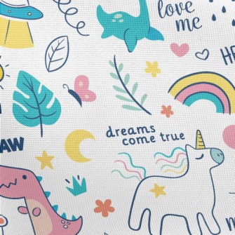 Cute Dinosaur Unicorn Pongee