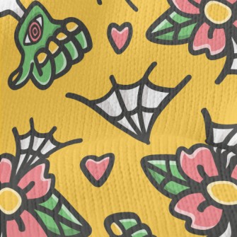 Doodle Flowers And Spider Webs Stretch Jersey