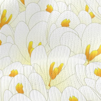 Blooming White Crocuses Stretch Jersey