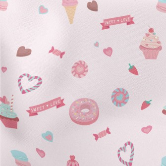 Pink Desserts And Candies Lightweight Cotton Poplin