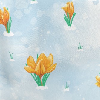 Orange Tulips In The Snow Lightweight Cotton Poplin