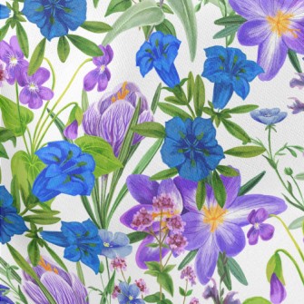 Colorful Wildflowers And Herbs Lightweight Cotton Poplin
