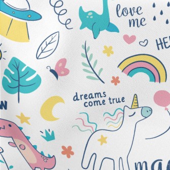 Cute Dinosaur Unicorn Lightweight Cotton Poplin