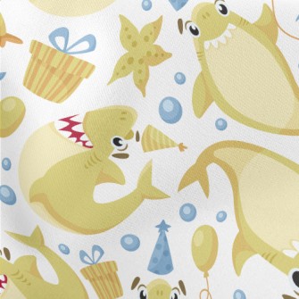 Happy Birthday Shark Lightweight Cotton Poplin