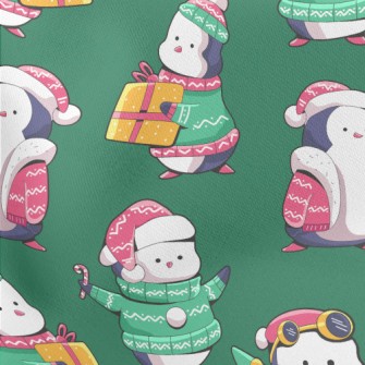 Christmas Activity Penguin Lightweight Cotton Poplin