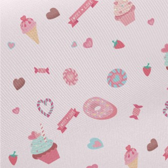 Pink Desserts And Candies Midweight Cotton Poplin