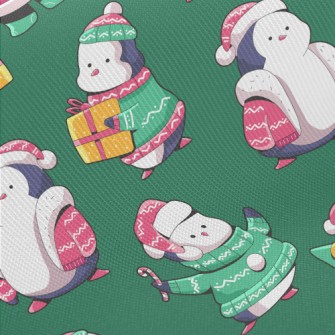 Christmas Activity Penguin Midweight Cotton Poplin