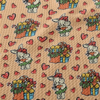 Hand Drawn Christmas Gift Rabb Birdseye Piqué
