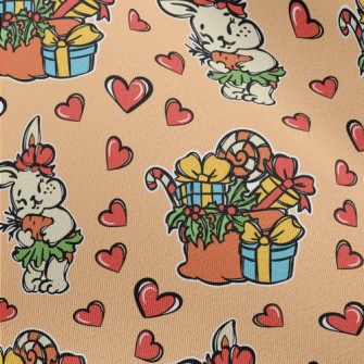 Hand Drawn Christmas Gift Rabb Chiffon