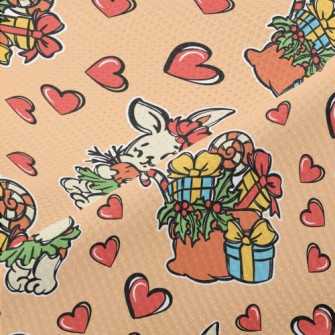 Hand Drawn Christmas Gift Rabb Piqué