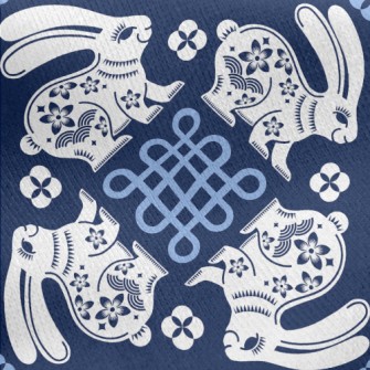 Rabbit And Chinese Knot Jersey Backed Fleece