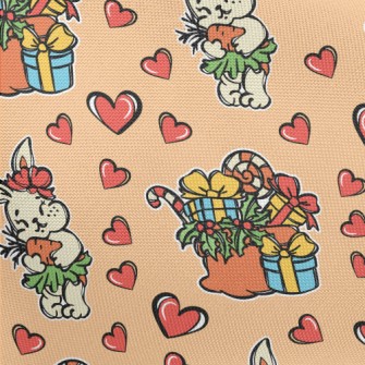 Hand Drawn Christmas Gift Rabb Pongee