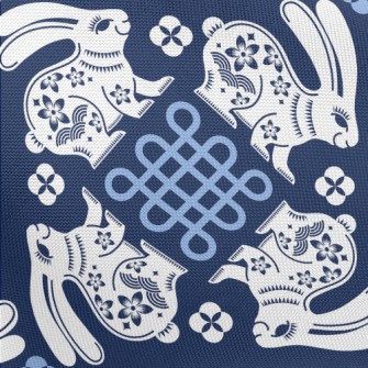 Rabbit And Chinese Knot Pongee
