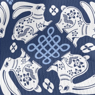 Rabbit And Chinese Knot Stretch Jersey