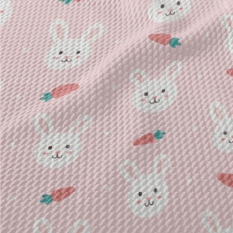 Cute Cartoon Rabbit Birdseye Piqué