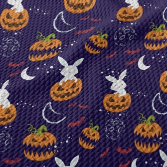 Rabbit And Halloween Pumpkin Birdseye Piqué