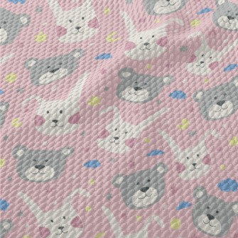 Rabbit And Bear Doodle Birdseye Piqué