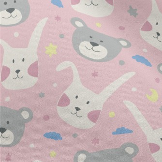 Rabbit And Bear Doodle Chiffon