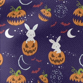 Rabbit And Halloween Pumpkin Waterproof Canvas