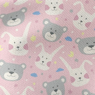 Rabbit And Bear Doodle Waterproof Canvas