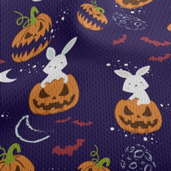 Rabbit And Halloween Pumpkin Athletic Mesh Flat Back