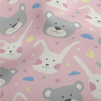 Rabbit And Bear Doodle Athletic Mesh Flat Back