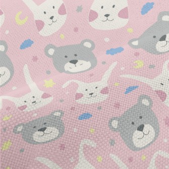 Rabbit And Bear Doodle Performance Linen