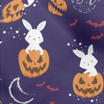 Rabbit And Halloween Pumpkin Micro Fleece