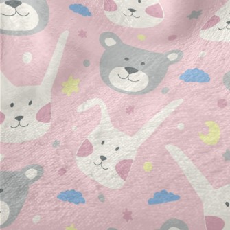 Rabbit And Bear Doodle Minky