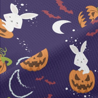 Rabbit And Halloween Pumpkin Piqué