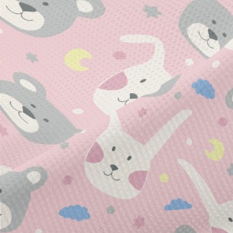 Rabbit And Bear Doodle Piqué