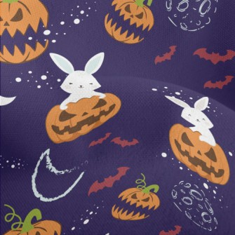Rabbit And Halloween Pumpkin Lightweight Performance Linen
