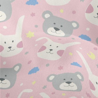 Rabbit And Bear Doodle Lightweight Performance Linen