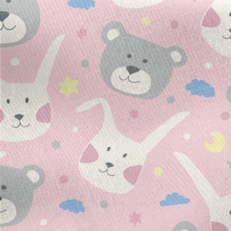 Rabbit And Bear Doodle Jersey Backed Fleece