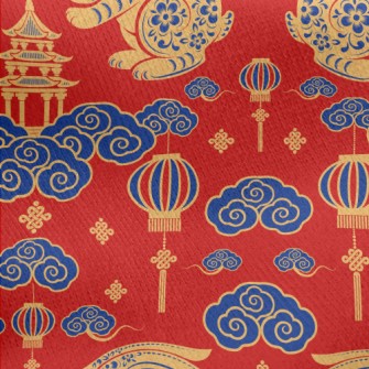 Traditional Chinese Rabbit Jersey Backed Fleece