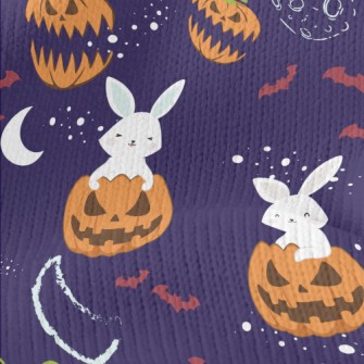 Rabbit And Halloween Pumpkin Stretch Jersey