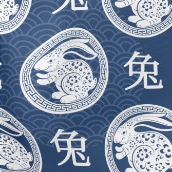 Chinese Festival Rabbit Lightweight Cotton Poplin
