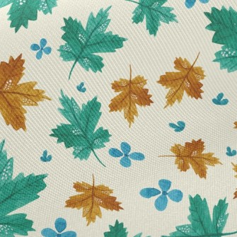 Flowers And Maple Leaves Twill