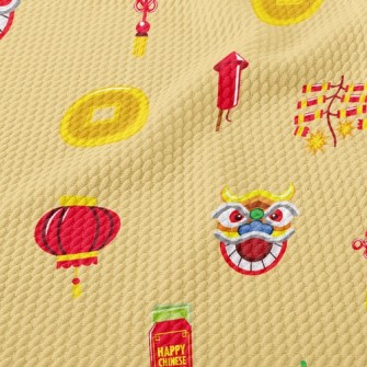 Lion Dance Firecrackers Birdseye Piqué