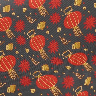Red Flower Lantern Twill