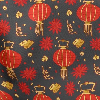 Red Flower Lantern Stretch Ponte