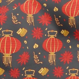 Red Flower Lantern Micro Fleece